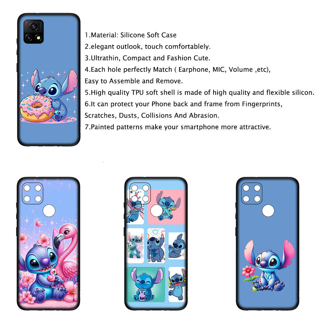Чехол для iPhone 17 16 15 Xiaomi Poco Redmi Note 14 13 12 11 Pro 9 16e Samsung Galaxy S25 S24 S23 OPPO Huawei Синий Лило Мультяшный Стич Розовый Чехол для телефона
