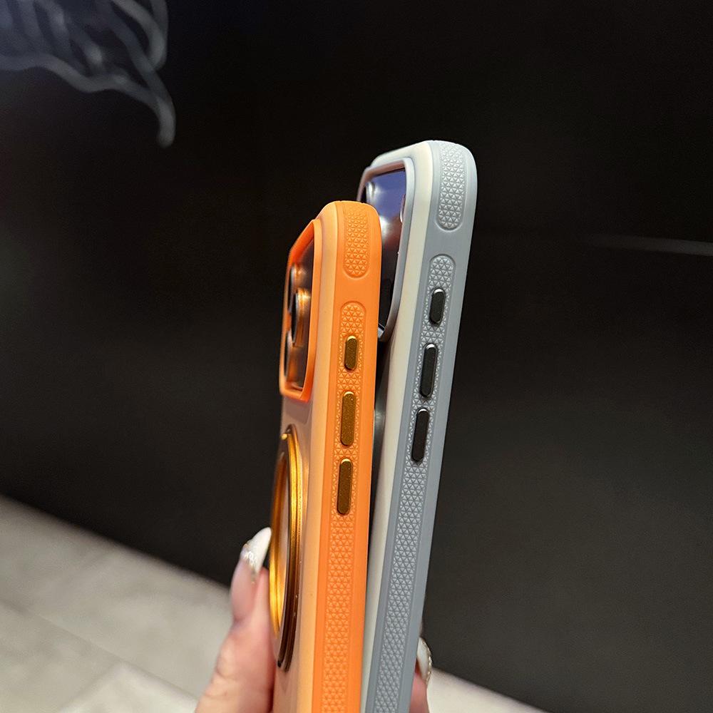 Магнитный вращающийся чехол-подставка для iPhone 17 Pro Max с ощущением кожи, двухцветной противоскользящей кромкой, совместим с Apple 16.