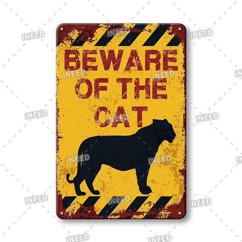 BEWARE OF Dog Cat Chicken Retro Plaque Metal Tin Signs Garden Yard Home Decoration Caution Kraken Plate Animal Warning Sign