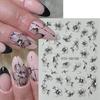 5D черные блестящие наклейки для ногтей, акварельные цветущие наклейки для ногтей, маникюр, весенние цветочные клейкие переводные наклейки, слайдер, декор для ногтей