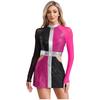 Women‘s 1960s Glitter Sequin Dress Long Sleeve Hollow Out Color Block Mini Sparkle Party Costume for Swinging Night Out