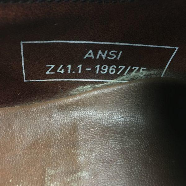 Винтажные туфли слипоны с металлическим подноском 1970-х годов ANSI Z41.1-1967/75, бордовые, размер 7.5E 25.5(ИСПОЛЬЗОВАЛ)