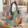  Easter Egg Pattern Tote Bag Large Capacity Daily Shoulder Handbag for Women