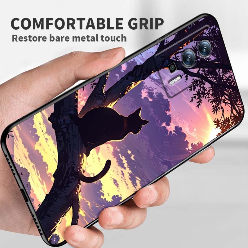 Мультяшный Милый Кот Для Xiaomi Redmi 12 13C 12C 13 10C 9T A2 9A 9C 7A Note 10S 8T 10 9 8 Pro 4G 5G Черный Чехол для Телефона