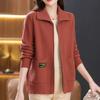 Новое пальто женский свободный свитер шаль лацкан вязаный кардиган на молнии весна и осень большой размер толстый