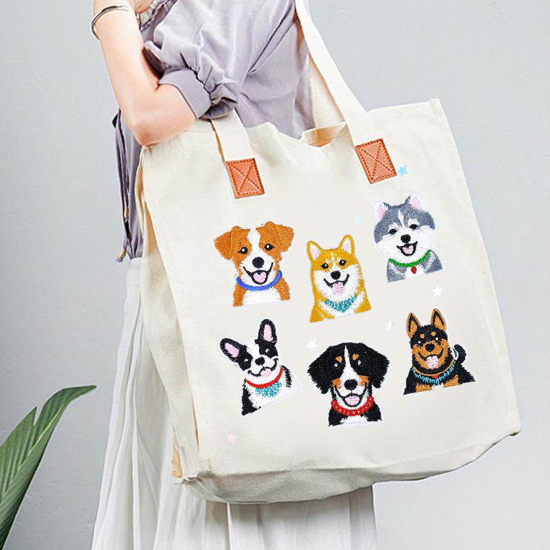 Мультяшная собака, разные стили, сумка, шляпа, полиэстер, декоративная вышивка, сделай сам, тканевая нашивка, симпатичная, 6 стилей