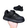 Children's white sneakers, unisex, leather upper, new spring/autumn style, thick sole, with Velcro straps, student sports shoes