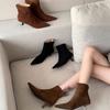 Thin Heel Suede Pointed Short Boots Women's 2025 Autumn and Winter New Korean Version Thin Boots Socks Boots Women's Boots Zipper Elastic Boots