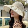 Summer Colored Glue Bow Sun Hat Women's Big Eaves Sun Protection UV Protection Sun Hat Outdoor Travel Empty Top Hat