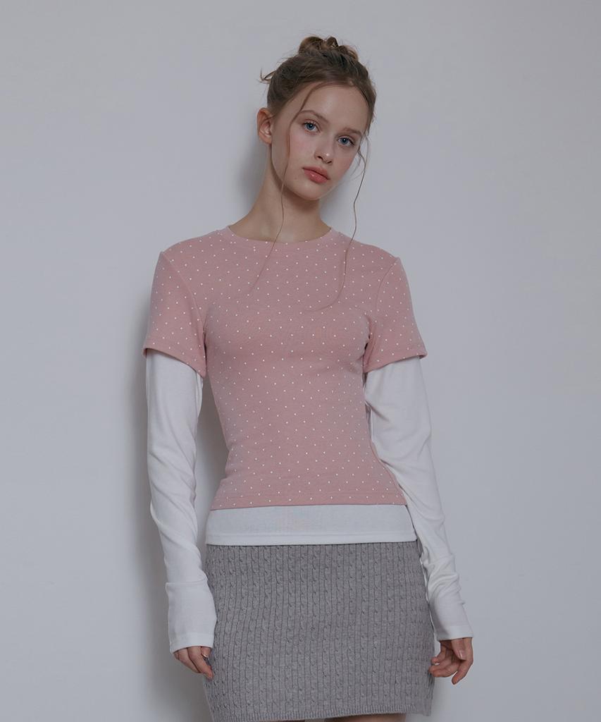 ODER Dot Layered T-Shirt - Pink (Ivory)