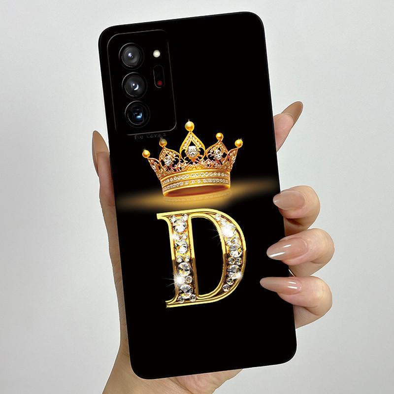 Чехол Для Samsung Galaxy Note 20 Ultra Роскошная Корона Буква Жидкий Силикон Задняя Крышка Мягкий Funda Для Samsung Note20 20Ultra Coque