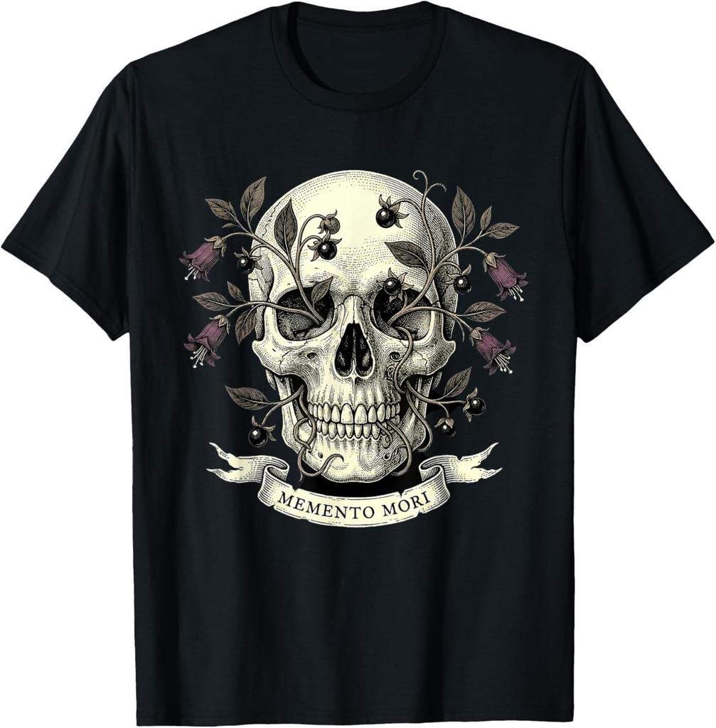 Футболка с изображением черепа Memento Mori, темный цветочный натюрморт Vanitas