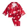 Kids Christmas Pajama Set Santa Printed Sleepwear Red Loungewear