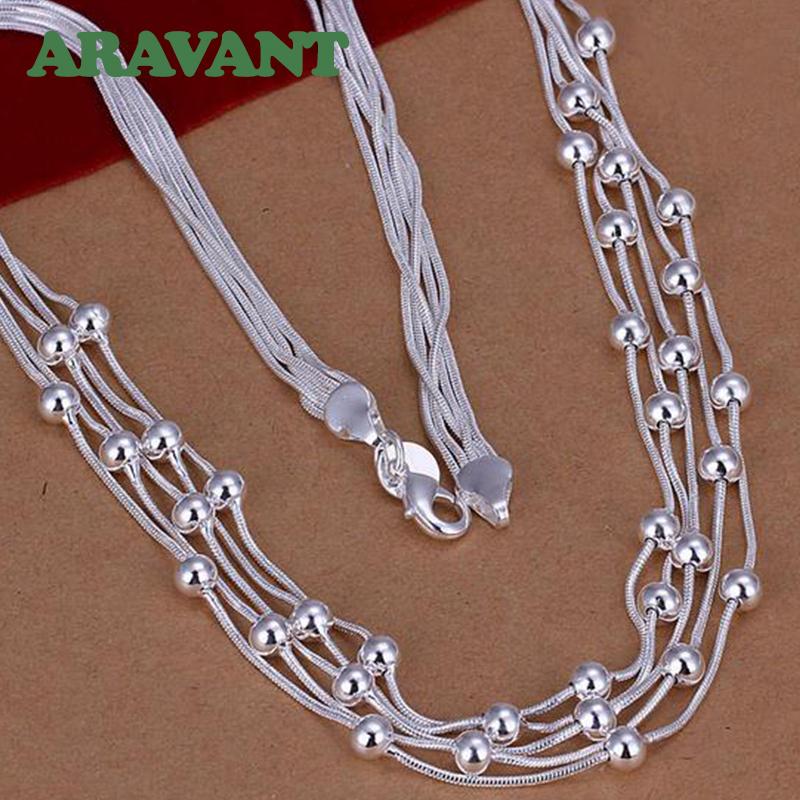 925 Серебряный гладкий браслет из бисера, набор браслетов для женщин, модные украшения