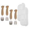 TGM Baby Bear Silicone Petite Stainless Steel Spoon + Fork Set Petit Edition, 2 Sets, Chocolate (spoon, Fork), Random Delivery (case)