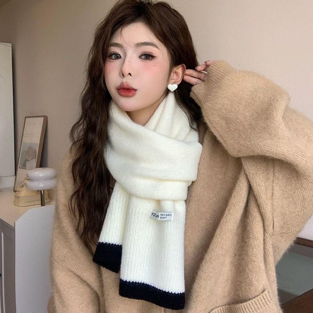 Korean Style Winter Wool Scarves Coldproof Women Cashmere Shawl Multicolor Knitted Scarf Female