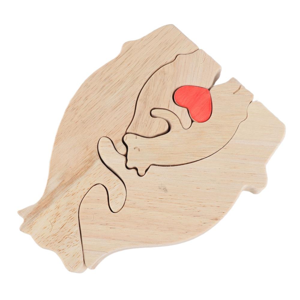 4.72x5.91x0.79in Beech Wood Bear Puzzle Ornament Cabinet Surface Layout Craft