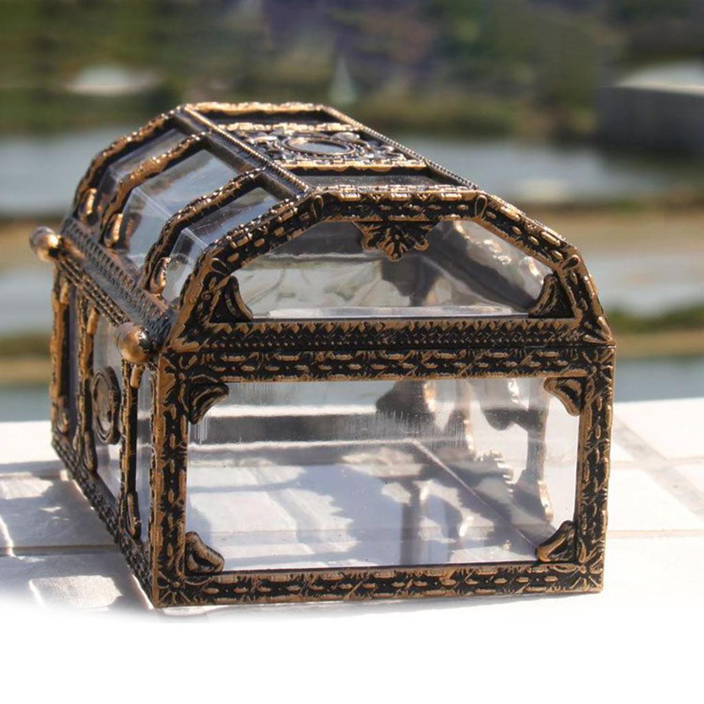 Plastic Transparent Pirate Treasure Box Crystal Gem Jewelry Box Storage Organizer Chest Treasure for Jewelry Gem Trinket Box