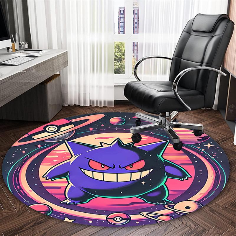 1pc Gengar2 Print Round Carpet Chair Round Carpet Suitable for Bedroom Living Room Home Decorative Carpet