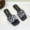 Sexy Fashion Slippers Woman Slides Daily Square Low Heels Shoes for Women Floral Leopard Summer Slippers Plus Size Zapatos Mujer