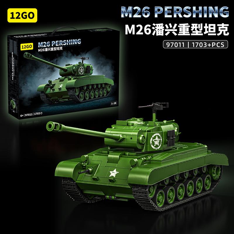 Military US Army M26 Pershing M4 Sherman Medium Tank Building Blocks Heavy Tank with Crew Soldiers Bricks Toys for adult Gift
