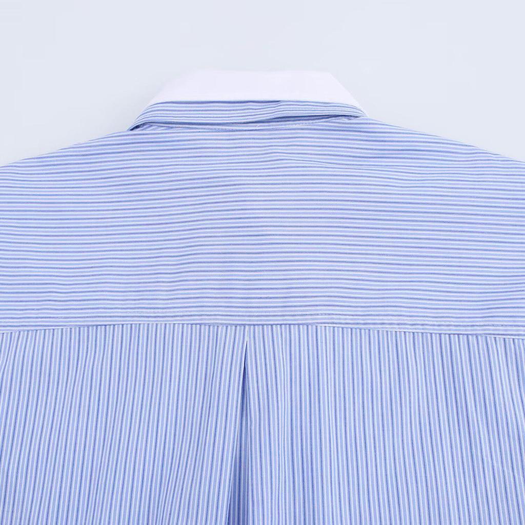 2025 Spring Women's European and American Style Poplin Patchwork Striped Shirt