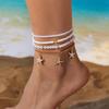 Multilayer Starfish Imitation Pearl Anklet For Women Conch Turtle Polymer Clay Beads Bracelet On The Leg Lucky Evil Eye Anklets