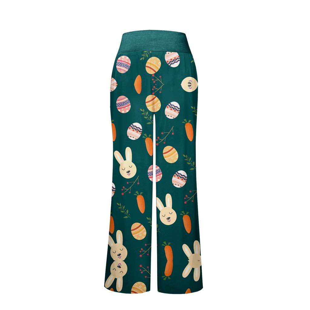 Женские удобные пижамные брюки с пасхальным принтом и маленькими карманами, широкие брюки с завязками