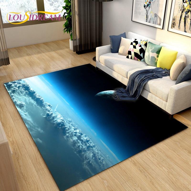 3D Galaxy Space Коврик с фиксированными звездами, Коврик для гостиной, Украшение детской комнаты, Детские игры, Нескользящий напольный коврик