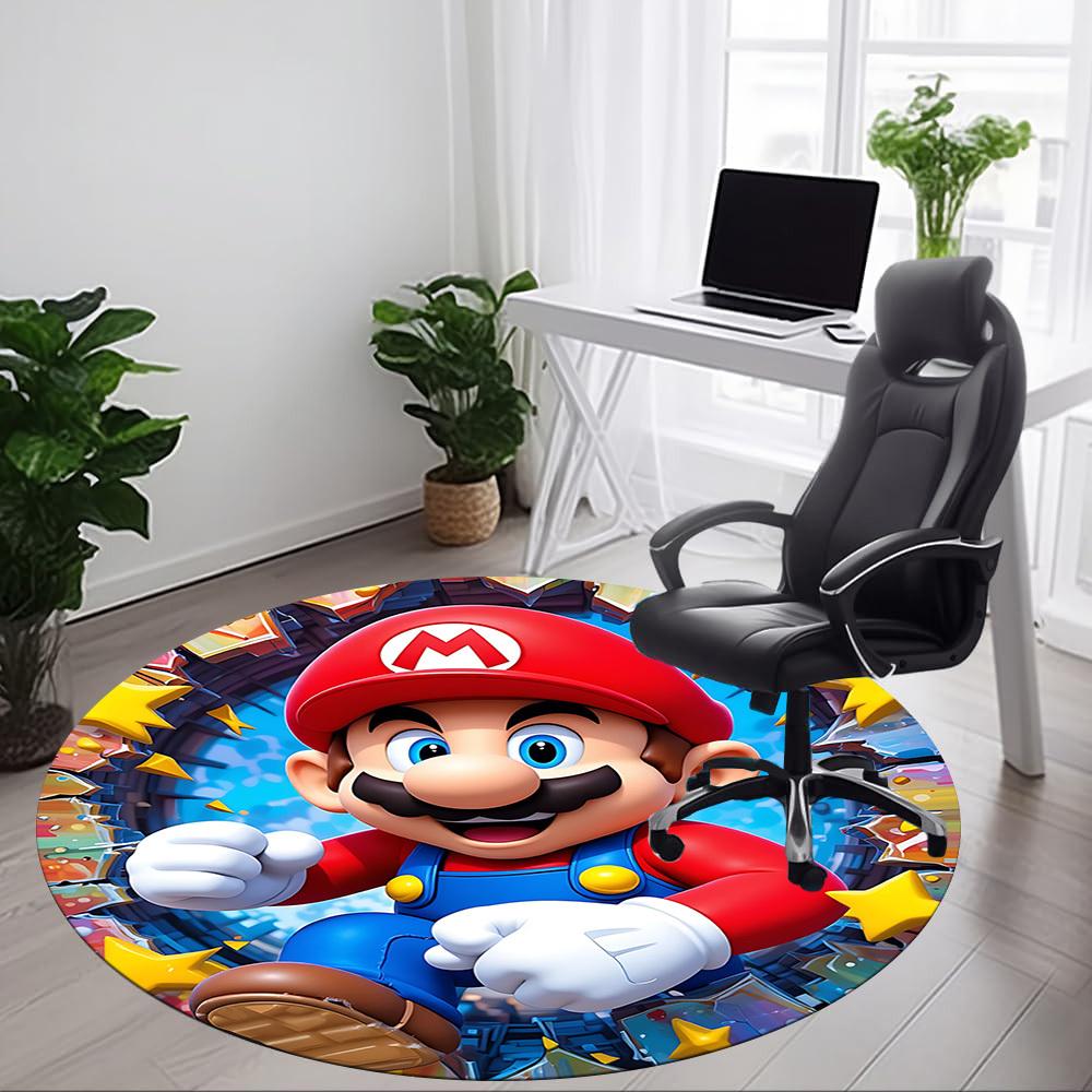 1 шт. Круглый ковер для офиса Mario Adventure, под офисные стулья, спальня, гостиная, декор для дома a1022259