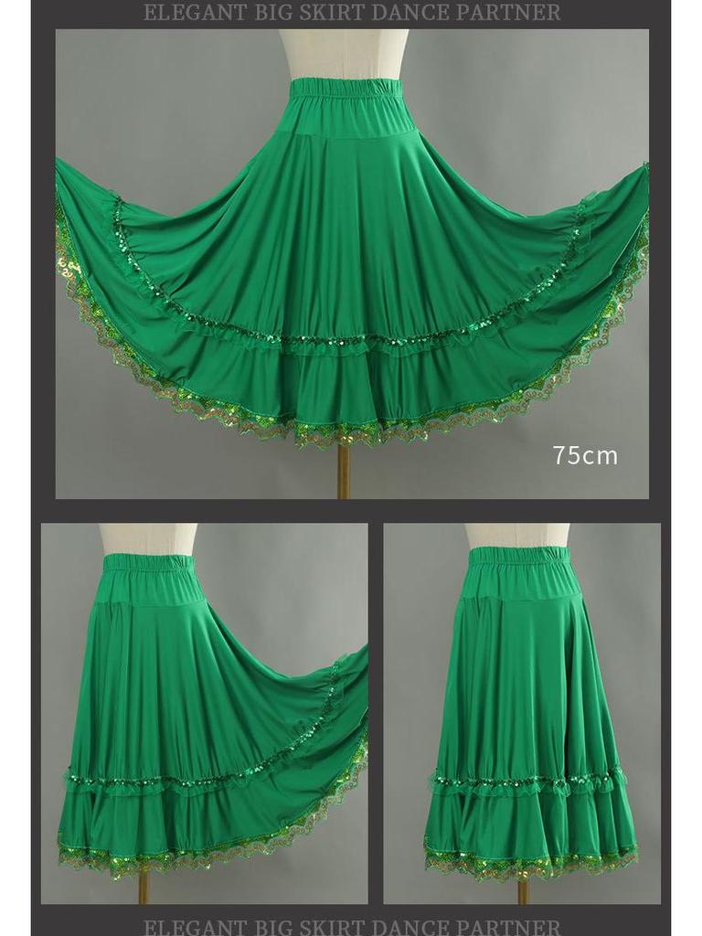 Square Dance Stage Costume: High Waist Ethnic Swing Skirt for Women (Adult, Spring/Summer)