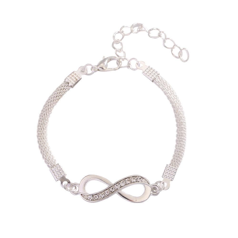 Infinity Symbol Women's Alloy Bracelet with Diamond Design