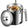 LEEKEY Oil Pot, 1.7L Stainless Steel Oil Strainer, Filters Residue, Frying Oil, Tempura Oil, Filter Cartridge, Oil Treatment, Kitchen Supplies