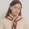 Healiote BORDER BUTTONHOLE KNIT SCARF_CREAM