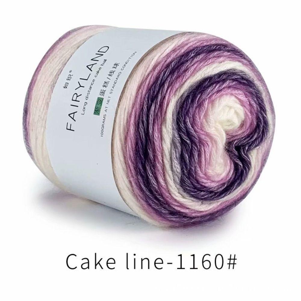 Hand-woven Rainbow Woollen Yarn 100g Multi-Color Yarn Dyeing Crocheting Cake Yarn  Baby