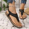 Fashion 2024 Plus Size Female Shoes Thong Women's Sandals Outdoor Casual Sandals Women Crystal Round Toe Wedge Elastic Band Shoes Women