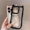 Applicable To IPhone16ProMax Three Dimensional Cat Ear Phone Case Apple 15 Transparent Anti Fall Silicone Protective Case 13