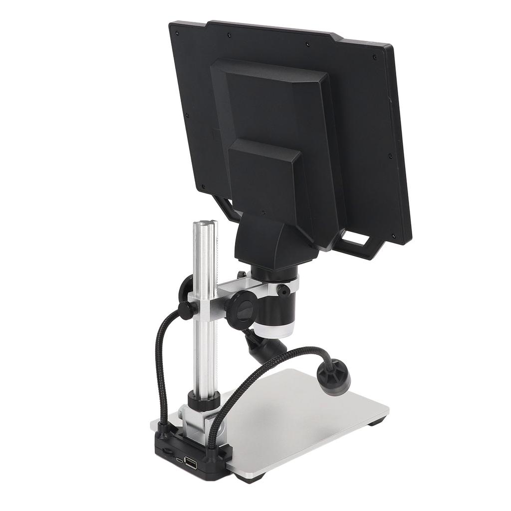 Digital Microscope 12MP 1600X 9in Screen USB Adjustable Bracket Microscope with 8 LED Lights 100‑240V EU Plug