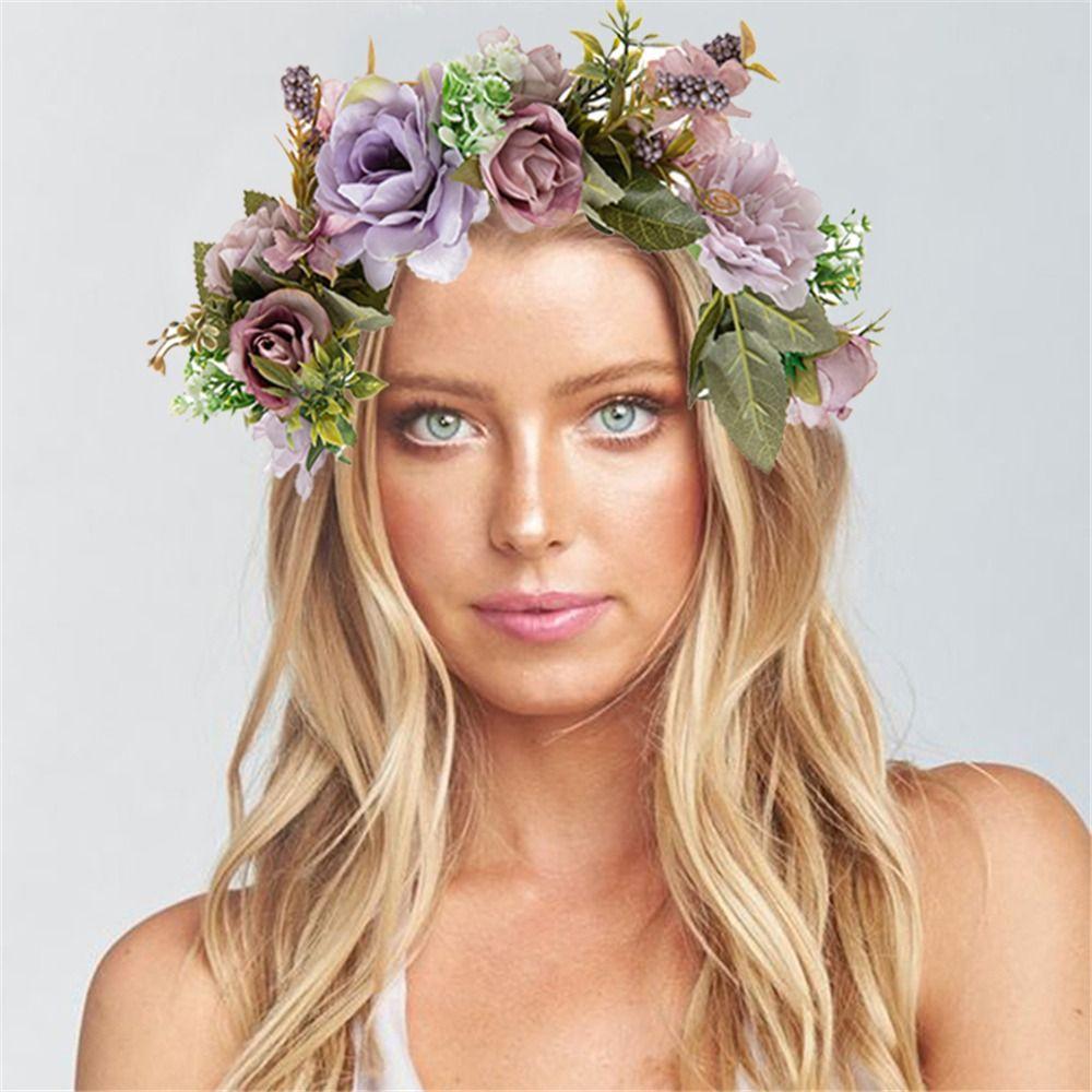 Festival Wedding Flower Headband Photo Props Hair Wreath for Women Girls