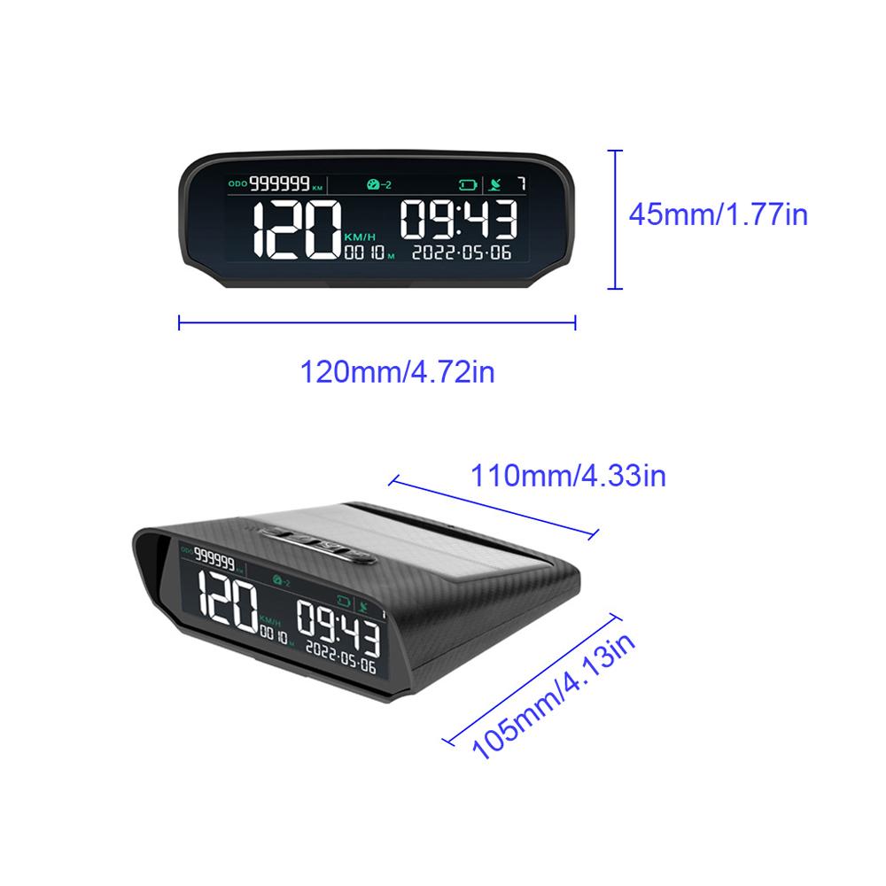 Car Wireless HUD Headup Display Solar GPS Digital Speedometer with LCD Screen Overspeed Alarm Total