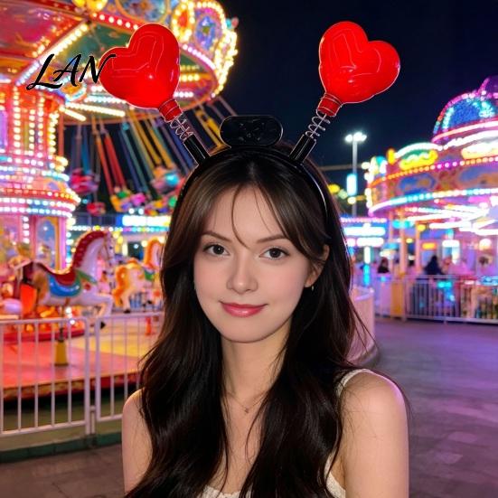 One-button Switch Hairband LED Star Headband with Spring, Light Up Wobble Hair Hoop Shape for Party Concert, Glowing Festival Prop Kids Adults,