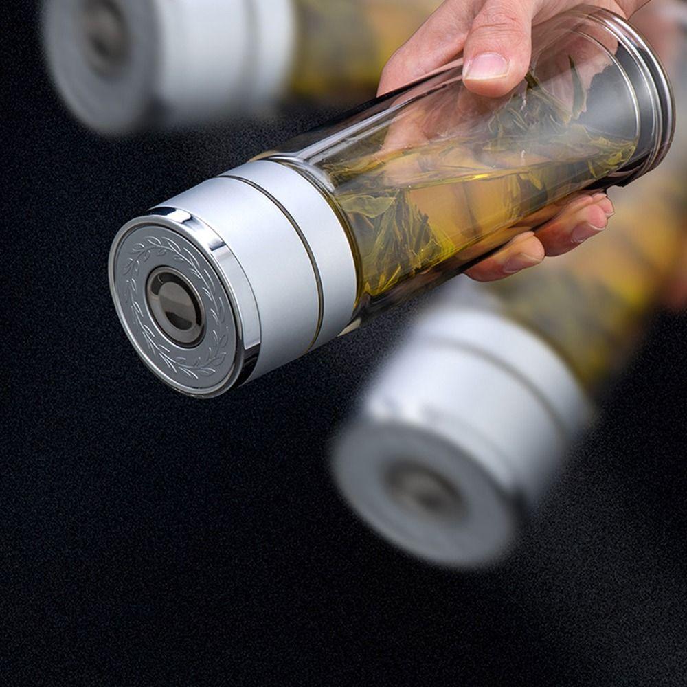 Borosilicate Glass Tea Water Cup One Click Opening Infuser Tumbler Outdoor Activities