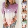 Women Fashion  Tie-dye Loose Long Sleeves Tops Blouse Gradient Sweatshirt