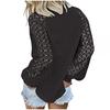 Женская мода с круглым вырезом и кружевом с длинным рукавом, повседневный свободный топ, пуловер