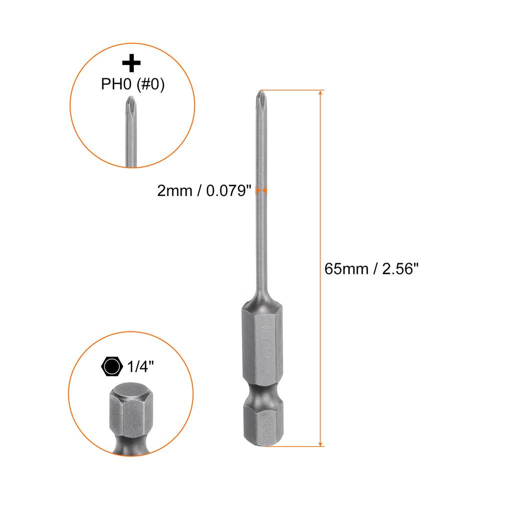 Магнитный бит для крестовой отвертки Phillips PH0 PH1 PH2 PH3 1/4" Шестигранный хвостовик 65 мм Сталь S2 Биты для шуруповерта Крестовая головка Биты для электродрели