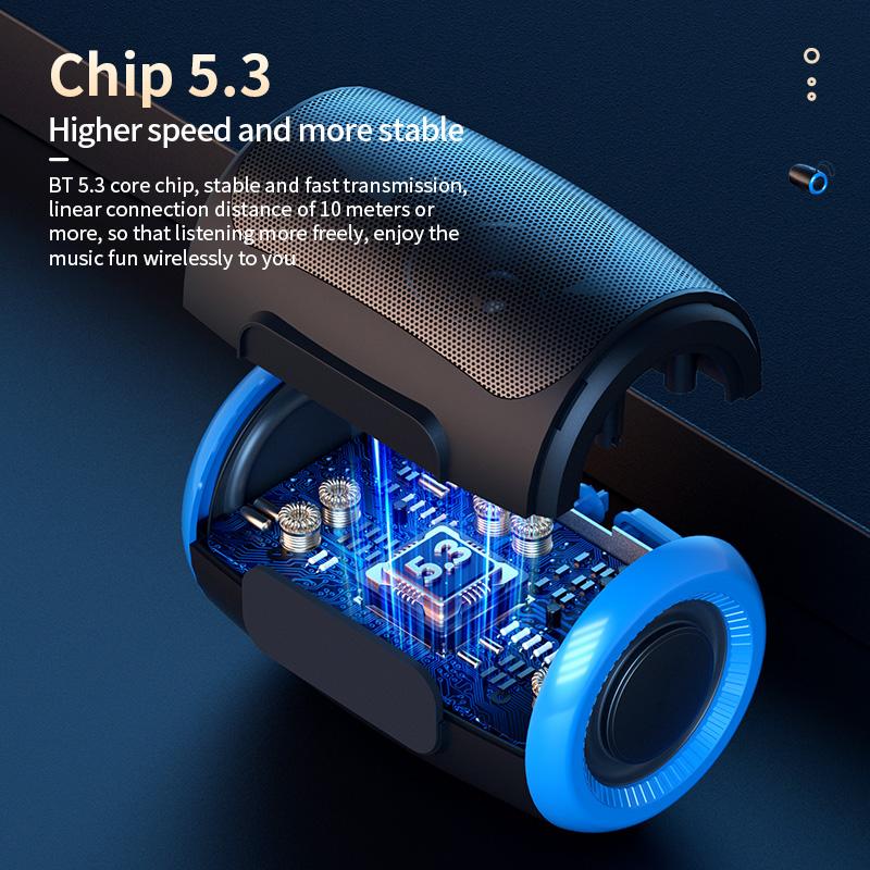 TSN-1 Портативная колонка Беспроводные Bluetooth-колонки с 5.3 стерео FM/SD/USB Disk/Aux режимами Водонепроницаемая для наружного Hi-Fi звука