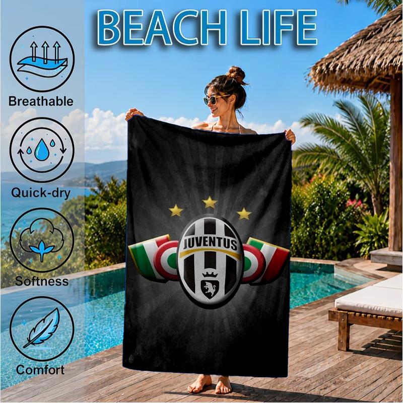 Football Football Crest Printed Microfiber Beach Towel, Soft And Absorbent, Quick-Dry, Ideal for Summer Travel, Beach Essential, Swimming Pool