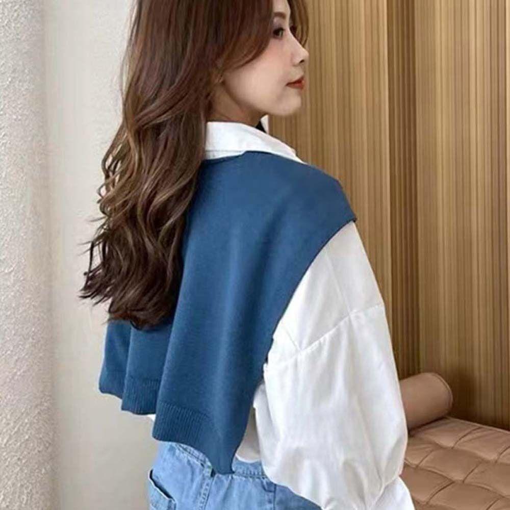 Cape Knitted Shawl Sunscreen Wool Scarves All-match Solid Color Scarf Outdoor