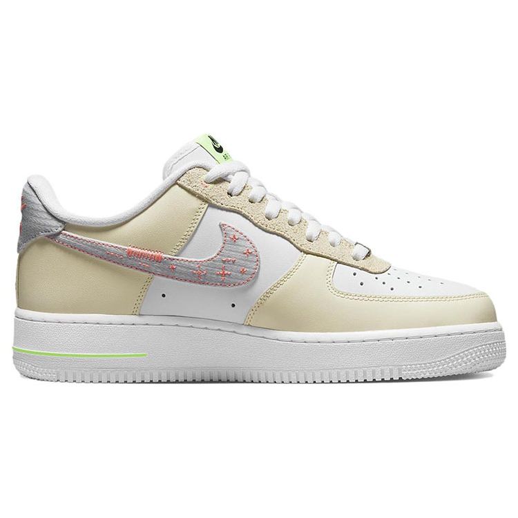 Nike Air Force 1 07 LV8 Just Stitch It - White Shade Green Unisex Sneakers Cream Peak-White Coconut-Milk FB1852-111