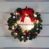Christmas Wreath Handmade Ring With Lights 30/40cm Bells Bows DIY Door Hanging Decoration